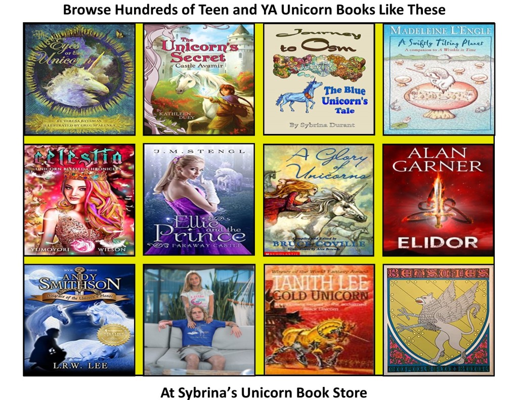 http://www.sybrinablueunicornbook.com/index_Books_Featuring_Unicorns_For_Teens_YA_and_Older_Readers.htm